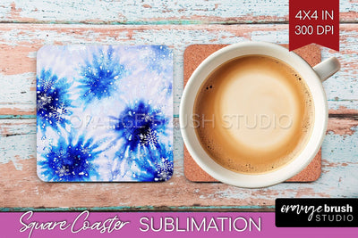 Winter Square Coaster - Tie Dye Coaster Sublimation Sublimation OrangeBrushStudio 