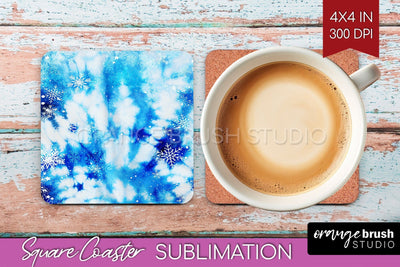 Winter Square Coaster - Tie Dye Coaster Sublimation Sublimation OrangeBrushStudio 