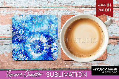 Winter Square Coaster - Tie Dye Coaster Sublimation Sublimation OrangeBrushStudio 