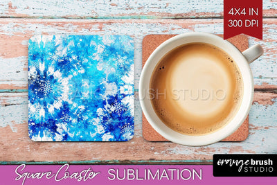Winter Square Coaster - Tie Dye Coaster Sublimation Sublimation OrangeBrushStudio 