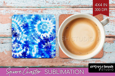 Winter Square Coaster - Tie Dye Coaster Sublimation Sublimation OrangeBrushStudio 