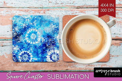 Winter Square Coaster - Tie Dye Coaster Sublimation Sublimation OrangeBrushStudio 