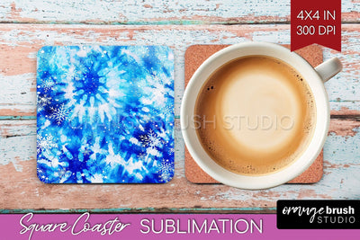 Winter Square Coaster - Tie Dye Coaster Sublimation Sublimation OrangeBrushStudio 