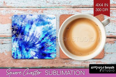Winter Square Coaster - Tie Dye Coaster Sublimation Sublimation OrangeBrushStudio 