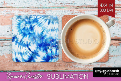 Winter Square Coaster - Tie Dye Coaster Sublimation Sublimation OrangeBrushStudio 