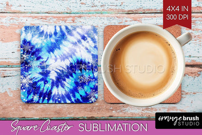 Winter Square Coaster - Tie Dye Coaster Sublimation Sublimation OrangeBrushStudio 