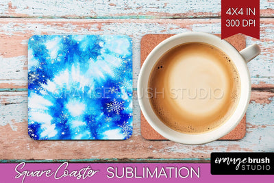 Winter Square Coaster - Tie Dye Coaster Sublimation Sublimation OrangeBrushStudio 