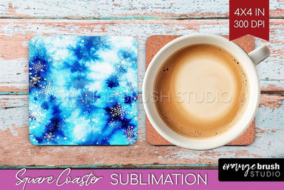 Winter Square Coaster - Tie Dye Coaster Sublimation Sublimation OrangeBrushStudio 