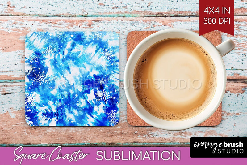 Winter Square Coaster - Tie Dye Coaster Sublimation Sublimation OrangeBrushStudio 