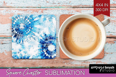 Winter Square Coaster - Tie Dye Coaster Sublimation Sublimation OrangeBrushStudio 