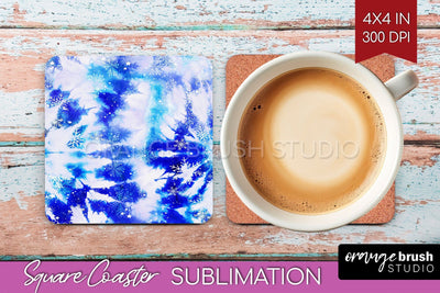 Winter Square Coaster - Tie Dye Coaster Sublimation Sublimation OrangeBrushStudio 