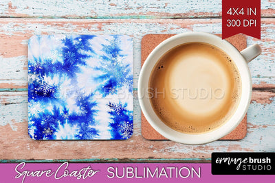 Winter Square Coaster - Tie Dye Coaster Sublimation Sublimation OrangeBrushStudio 