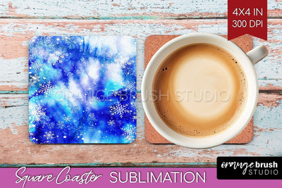 Winter Square Coaster - Tie Dye Coaster Sublimation Sublimation OrangeBrushStudio 