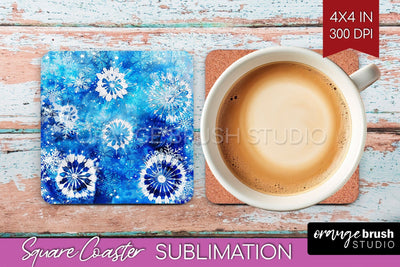 Winter Square Coaster - Tie Dye Coaster Sublimation Sublimation OrangeBrushStudio 