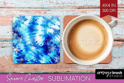 Winter Square Coaster - Tie Dye Coaster Sublimation Sublimation OrangeBrushStudio 
