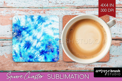 Winter Square Coaster - Tie Dye Coaster Sublimation Sublimation OrangeBrushStudio 