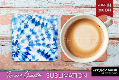 Winter Square Coaster - Tie Dye Coaster Sublimation Sublimation OrangeBrushStudio 