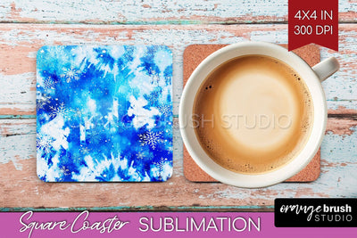 Winter Square Coaster - Tie Dye Coaster Sublimation Sublimation OrangeBrushStudio 