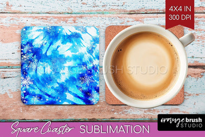 Winter Square Coaster - Tie Dye Coaster Sublimation Sublimation OrangeBrushStudio 