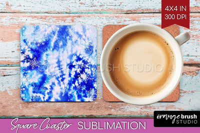 Winter Square Coaster - Tie Dye Coaster Sublimation Sublimation OrangeBrushStudio 