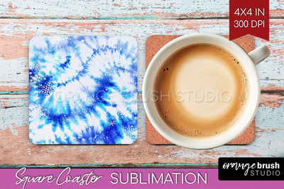 Winter Square Coaster - Tie Dye Coaster Sublimation Sublimation OrangeBrushStudio 