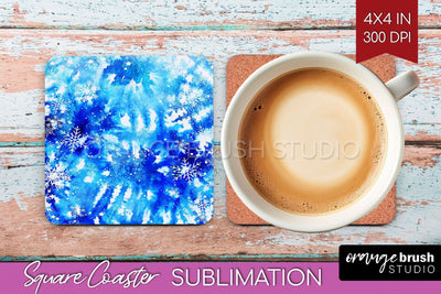 Winter Square Coaster - Tie Dye Coaster Sublimation Sublimation OrangeBrushStudio 