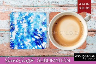 Winter Square Coaster - Tie Dye Coaster Sublimation Sublimation OrangeBrushStudio 