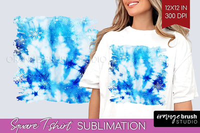 Winter Square Tshirt Background, Tie Dye Sublimation Sublimation OrangeBrushStudio 