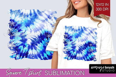 Winter Square Tshirt Background, Tie Dye Sublimation Sublimation OrangeBrushStudio 