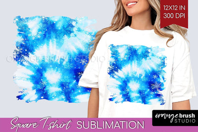 Winter Square Tshirt Background, Tie Dye Sublimation Sublimation OrangeBrushStudio 