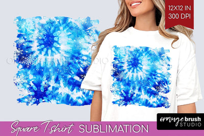 Winter Square Tshirt Background, Tie Dye Sublimation Sublimation OrangeBrushStudio 