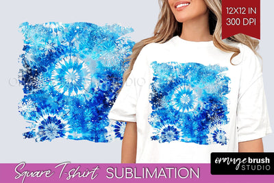 Winter Square Tshirt Background, Tie Dye Sublimation Sublimation OrangeBrushStudio 