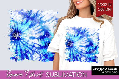 Winter Square Tshirt Background, Tie Dye Sublimation Sublimation OrangeBrushStudio 
