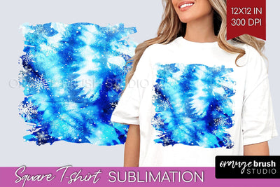 Winter Square Tshirt Background, Tie Dye Sublimation Sublimation OrangeBrushStudio 