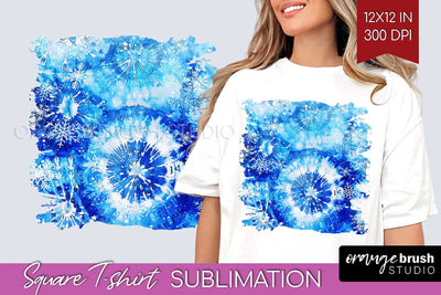 Winter Square Tshirt Background, Tie Dye Sublimation Sublimation OrangeBrushStudio 
