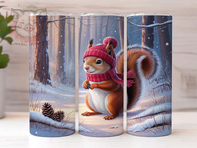 Winter Squirrel Christmas Tumbler, Snowy Squirrel Wrap, Christmas Squirrel Sublimation, 20oz Winter Tumbler, Festive Squirrel Art, Seasonal Animal Mug, Whimsical Holiday Cup Sublimation Lara' s Designs 