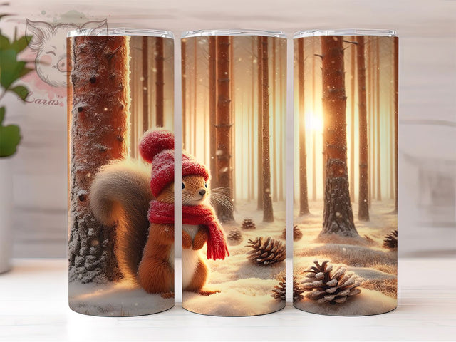 Winter Squirrel Christmas Tumbler, Snowy Squirrel Wrap, Christmas Squirrel Sublimation, 20oz Winter Tumbler, Festive Squirrel Art, Seasonal Animal Mug, Whimsical Holiday Cup Sublimation Lara' s Designs 