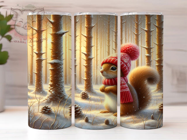 Winter Squirrel Christmas Tumbler, Snowy Squirrel Wrap, Christmas Squirrel Sublimation, 20oz Winter Tumbler, Festive Squirrel Art, Seasonal Animal Mug, Whimsical Holiday Cup Sublimation Lara' s Designs 