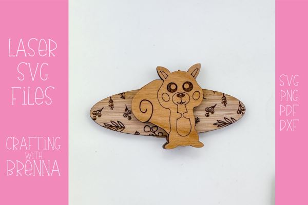 Winter Squirrel Hair Clip Laser SVG File SVG Crafting With Brenna 