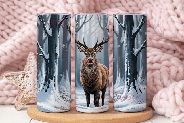 Winter Stag 20oz Tumbler Wrap Sublimation DesignSVG 