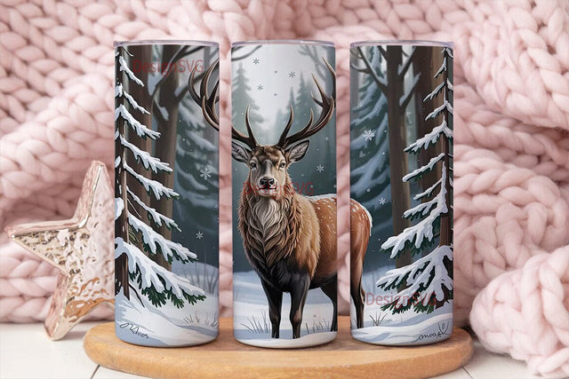 Winter Stag 20oz Tumbler Wrap Sublimation DesignSVG 