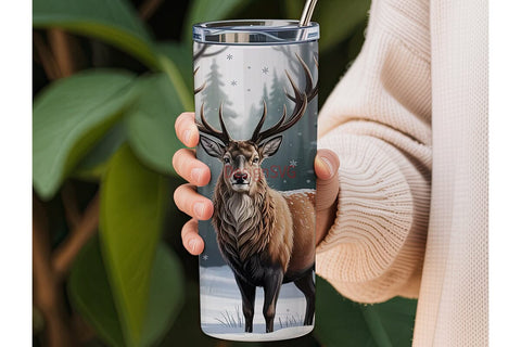 Winter Stag 20oz Tumbler Wrap Sublimation DesignSVG 