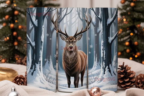 Winter Stag 20oz Tumbler Wrap Sublimation DesignSVG 