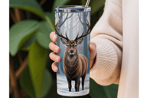 Winter Stag 20oz Tumbler Wrap Sublimation DesignSVG 