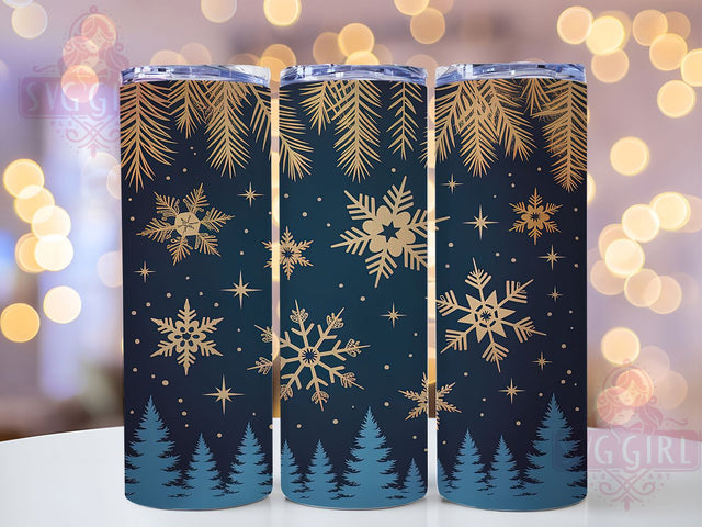Winter Star Snowflake Tumbler, Star Glitter Wrap, Holiday Snowflake Sublimation, 20oz Glitter Tumbler, Festive Star Art, Seasonal Snowflake Mug, Sparkling Winter Cup Sublimation SvggirlplusArt 