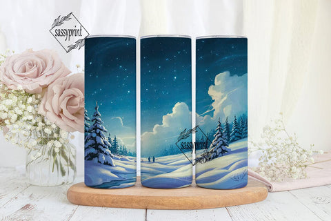 Winter Starry Night 20oz Tumbler Wrap Sublimation sassyprint 
