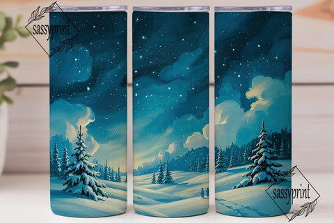 Winter Starry Night 20oz Tumbler Wrap Sublimation sassyprint 