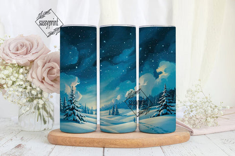 Winter Starry Night 20oz Tumbler Wrap Sublimation sassyprint 