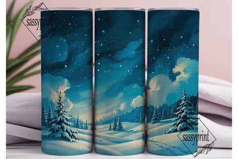 Winter Starry Night 20oz Tumbler Wrap Sublimation sassyprint 