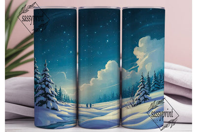 Winter Starry Night 20oz Tumbler Wrap Sublimation sassyprint 